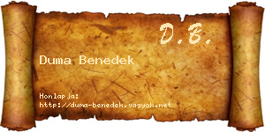 Duma Benedek névjegykártya