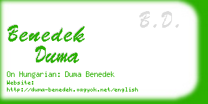 benedek duma business card